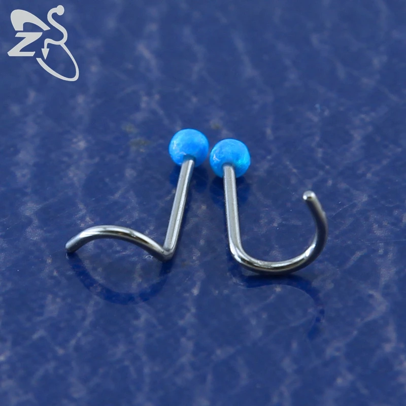 ZS 3-5pcs/Lot Stainless Steel Nose Stud Set Colorful Opal Nose Studs 3MM Nose Piercings L Shape Nostril Piercing Jewelry 20G