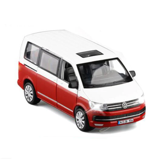 1/32 смешанные цвета T6 Ван литой модельный автомобиль автобус MPV мальчик подарки коллекция отодвигаемая со светом и звуком Подарочные игрушки V082 - Цвет: Red
