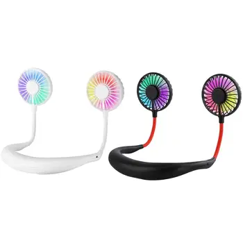 

Mini USB Portable LED Fan Neck Fan Neckband with Rechargeable Battery Small Desktop Fan Handheld Room Air Conditioner