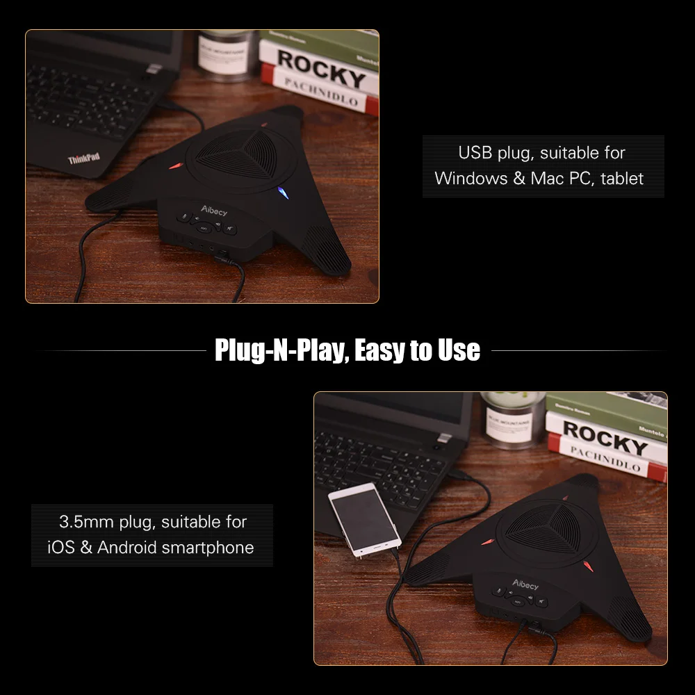 Aibecy MST-X1S USB видео микрофон конференц-связи Громкоговоритель микрофоны 6 м аудио звукосниматель для компьютера мобильного телефона