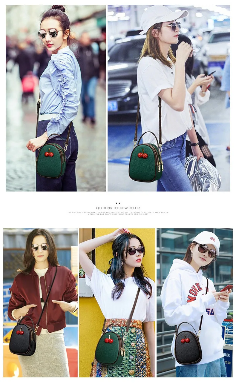Genuine Leather Summer Cross-body Bags For Women Famous Brand Designer Cherry Small Shoulder Bags Ladies Messenger Bag