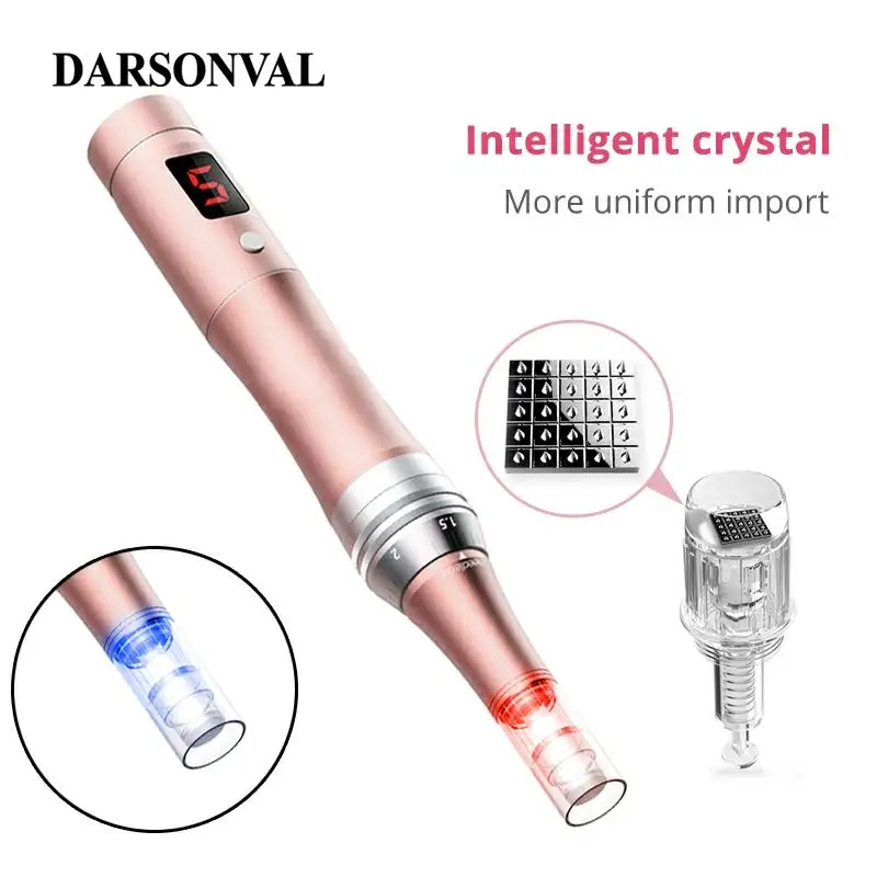 DARSONVAL Wireless Pink Pen 2 Colors Led Facial Intelligent Crystal Cartridge Micro Needling Tattoo-Machine Microneedle derma DARSONVAL Wireless Pink Pen 2 Colors Led Facial Intelligent Crystal Cartridge Micro Needling Tattoo-Machine Microneedle derma