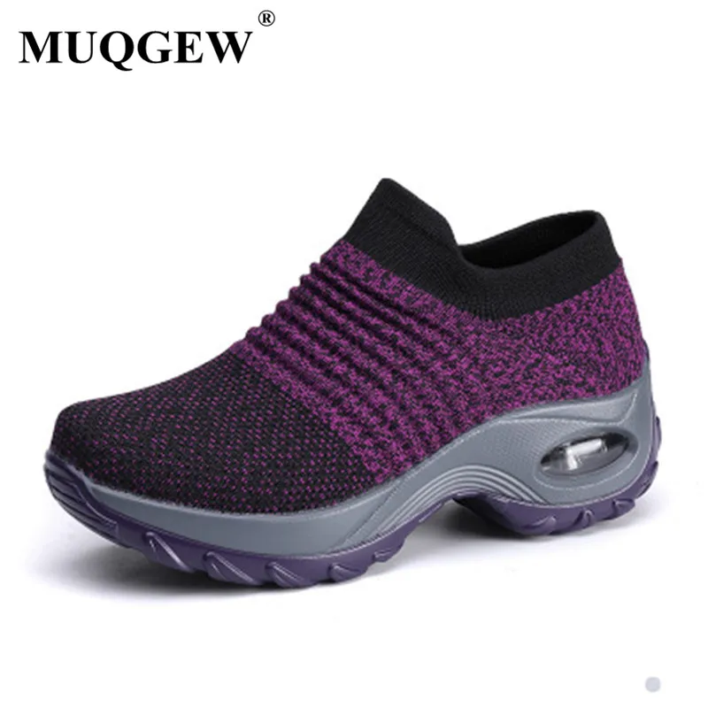 

Women Slimming Shoes Stretch Fabric Air Sneakers New Wedge Height Increasing Female Toning Swing Shoes Breathable Socks shoes