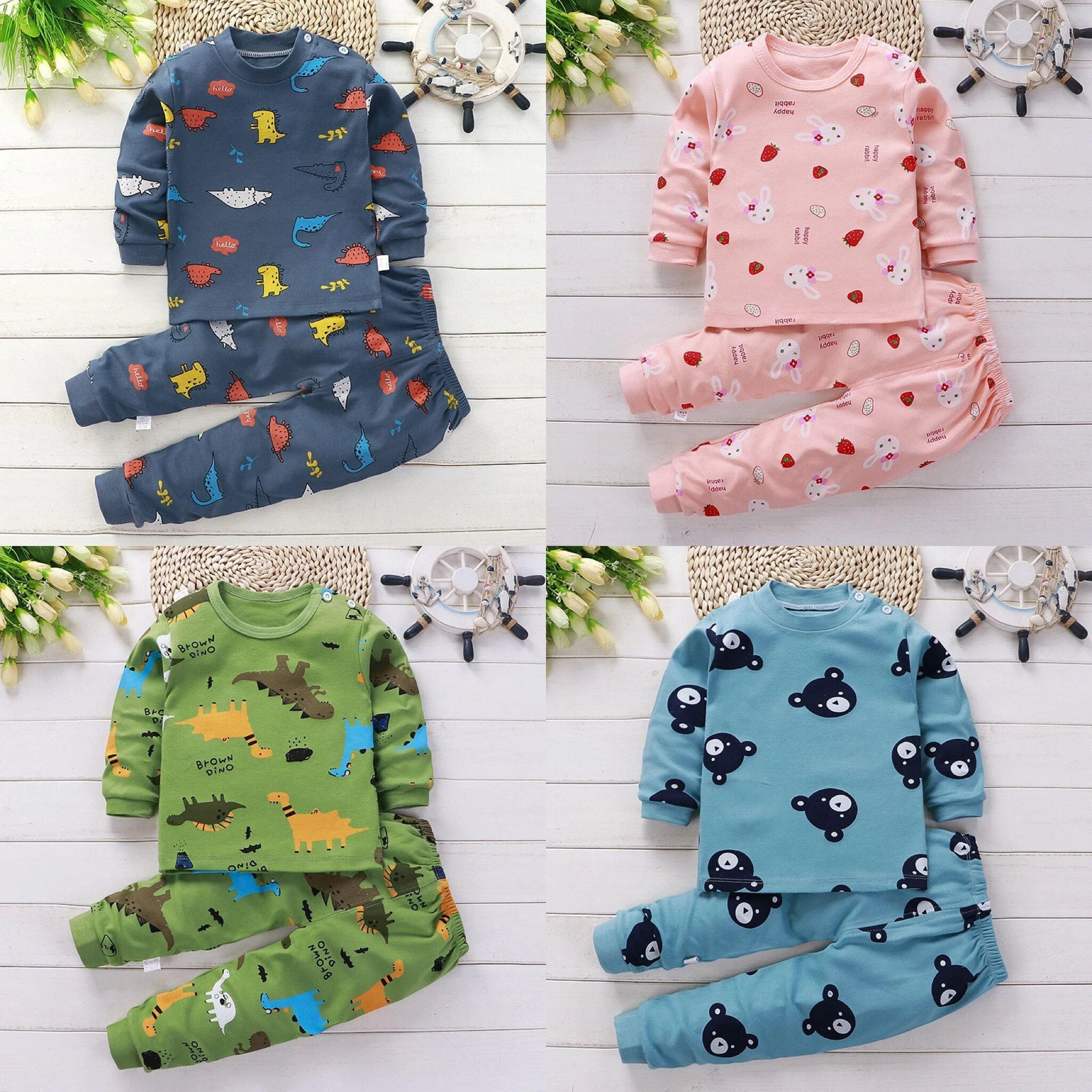 baby knitted clothing set Designer Brand Baby Boys Cotton Underwear Suit Baby Girls Autumn Clothes Suit Newborn Kids Long Sleeve Pajamas 2-piece Sets baby knitted clothing set