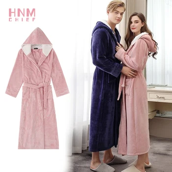 

HNMCHIFE Pink Super Thick Bathrobe Winter Robes Soft as Silk Extra Long Kimono Girl Dressing Gown for Women Flannel Bath Robe