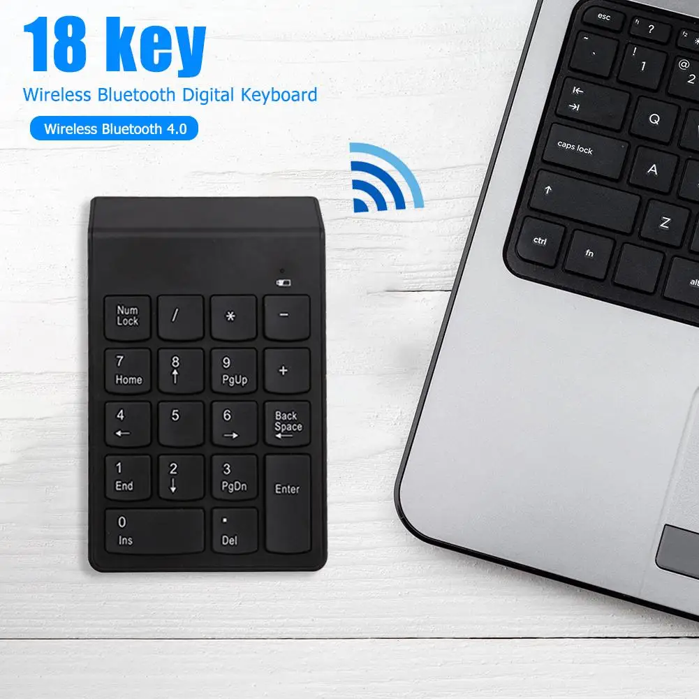 Черная клавиатура 18 клавиш миниатюрная беспроводная Bluetooth цифровая для ноутбука