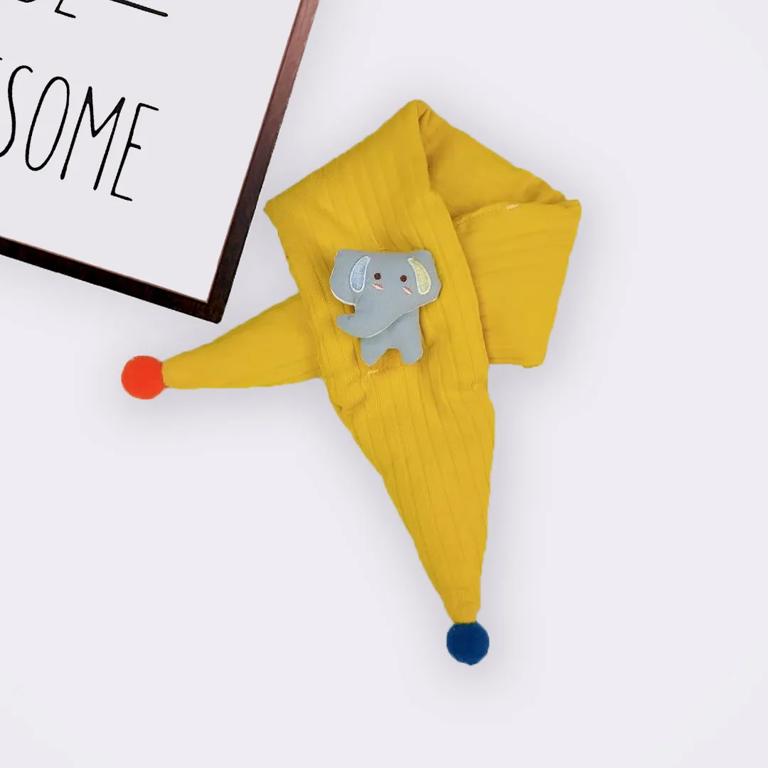 Yellow Elephant Зимний милый детский шарф для мальчиков и девочек, детские шарфы, детский плотный шарф с помпоном, шейный платок - Цвет: Yellow Elephant