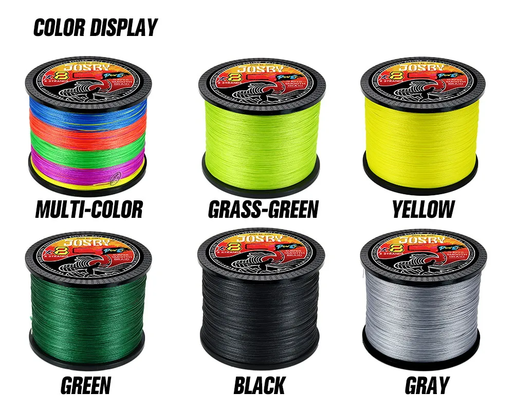 JOSBY 8 Braided Fishing Line 4 Strands 200M 300M 500M 1000M Japanese PE Multifilament Sea Lake Strong Carp Wire Tackle