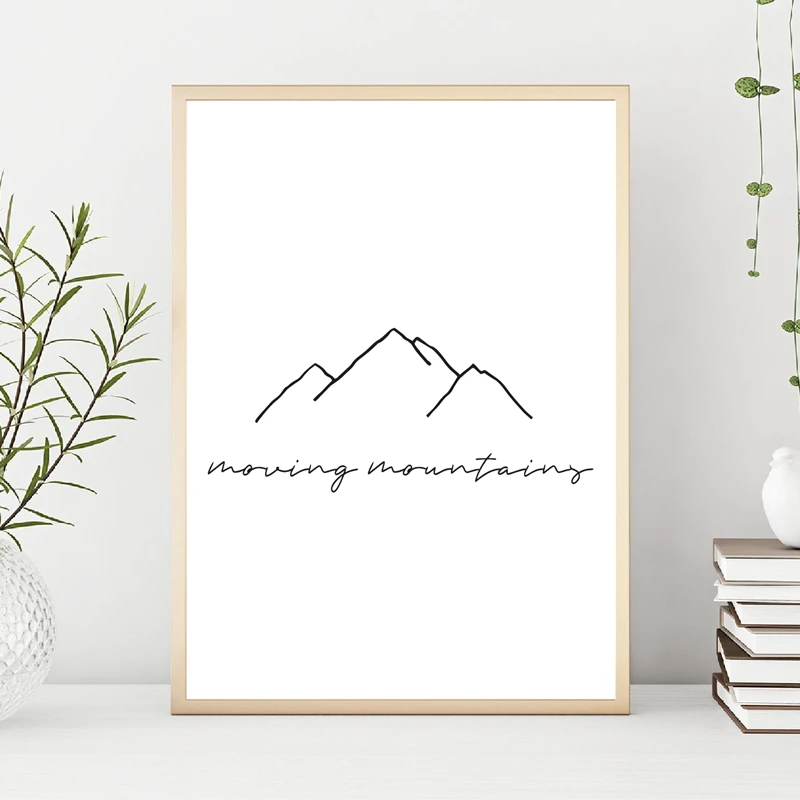 Waves and Mountains Line Canvas Print