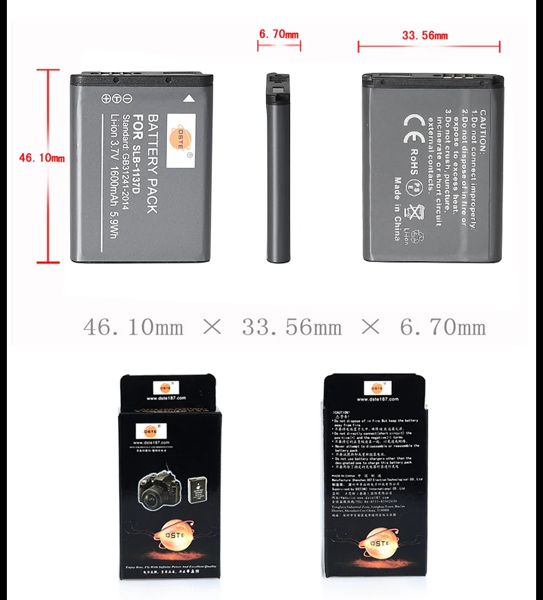 2 шт. 1600 мАч 3,7 V SLB-1137D 1137D DSTE Камера Батарея Зарядное устройство для samsung TL34HD i80 i100 L74 NV1 NV24 NV30 NV40 NV100HD NV103