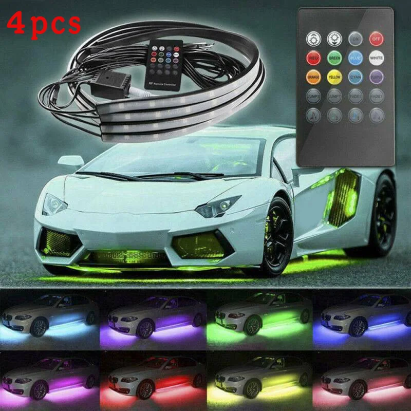 4 шт. RGB Светодиодные полосы под автомобильную трубу Underglow неон под днище кузова светильник комплект Грузовик светильник системы декоративный светильник ing