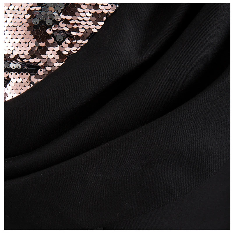 [EAM] женский черный блейзер с блестками, свободный пиджак с отворотом и длинным рукавом, модный весенний осенний 1K060