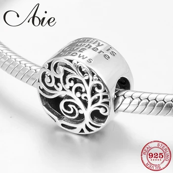 

Fashion 925 Sterling Silver DIY symbol round family is where love grows beads Fit Original Pandora Charm Bracelet Jewelry making