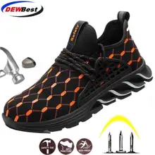 DEWBEST/Высококачественная защитная обувь со стальным носком; Мужская Рабочая обувь унисекс; дышащая рабочая обувь из сетчатого материала; резиновая обувь размера плюс 38-48