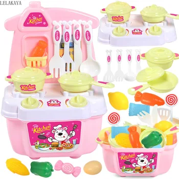 

21pcs/set Plastic Creative Kitchen Toys Set Cooking Cosplay Gift Kids Educational Mini Pretend Play Fashion Tableware Food Toys