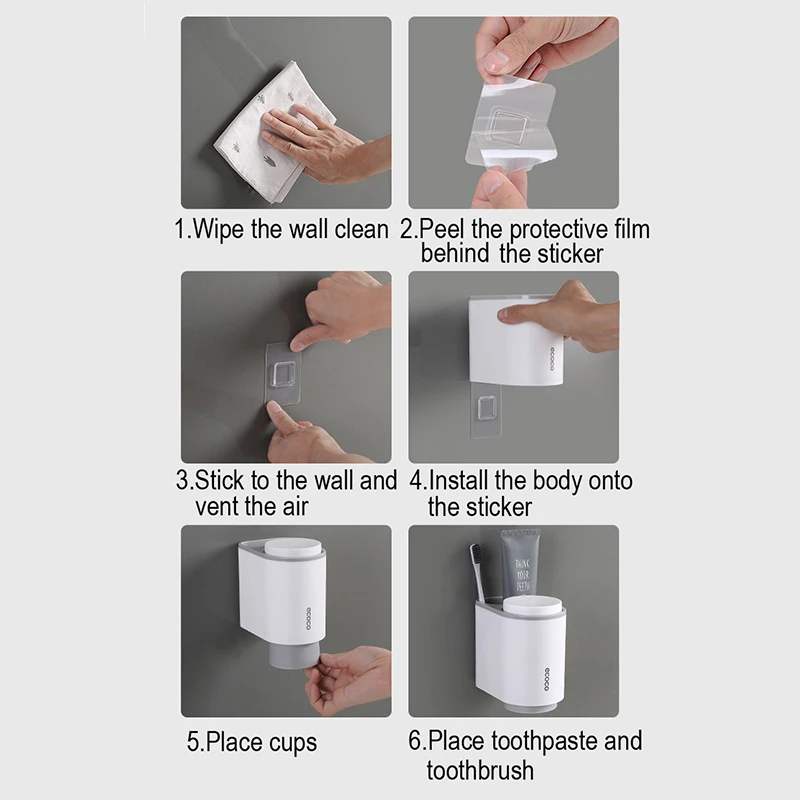 Детская пластиковая зубная щетка с 2 чашками|Держатели для зубных щеток и пасты| |