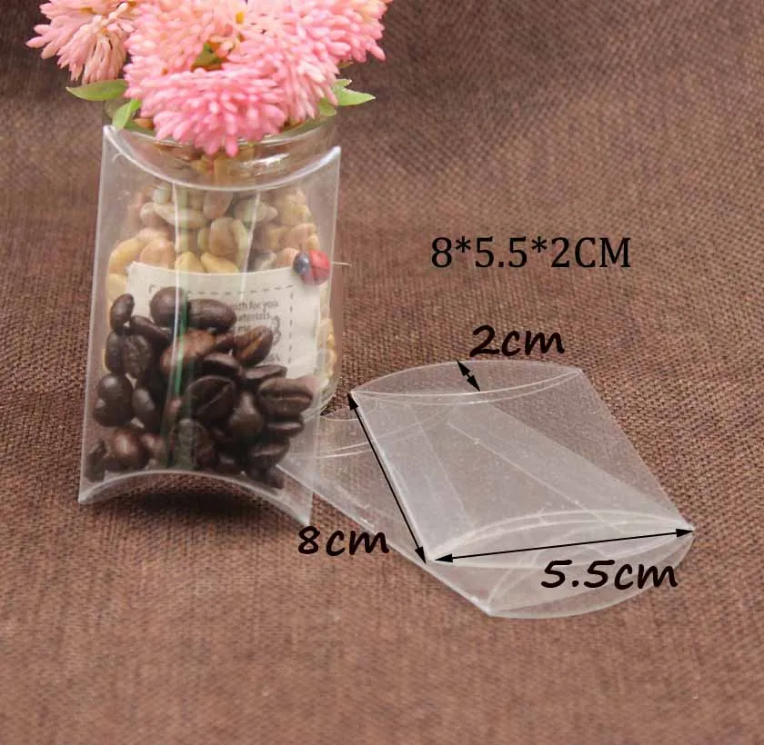 

2018 Multi size Clear PVC Pillow Boxes for Wedding Favor/ Baby Shower/Bridal Candy Gift Box Souvenir Package & display box 10pcs