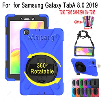 

Hand Shoulder Strap Case for Samsung Galaxy TabA 8.0 2019 T290 T295 SM-T290 SM-T295 Kids Safe Shockproof Rotable Cover with Rope