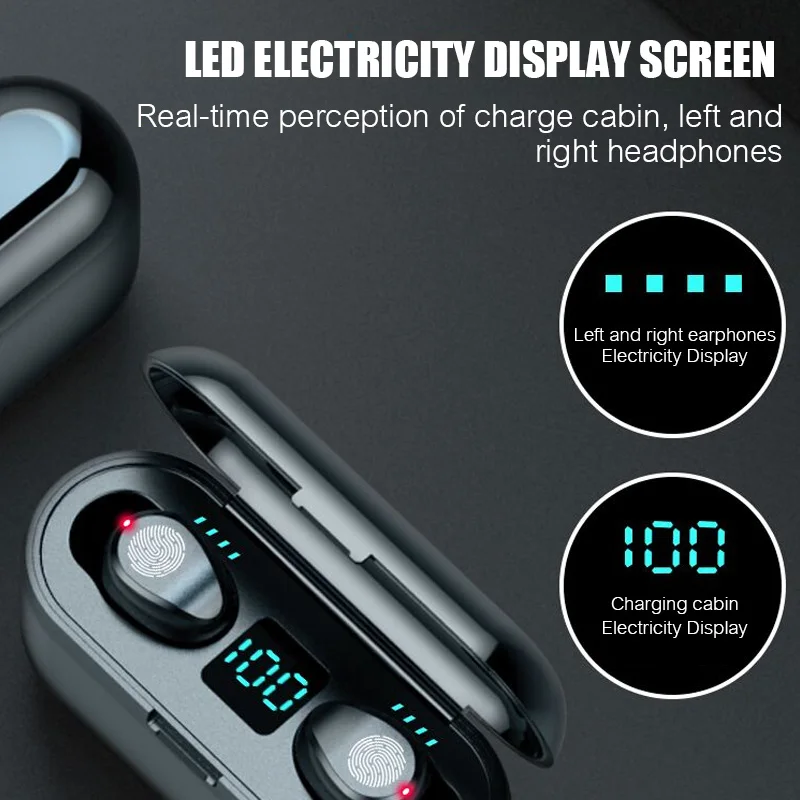 Wireless Earphones Bluetooth V5.0 Earphone TWS Headphones 5D Stereo Headset Earbuds LED Display Mini Headphone For Smart Phone