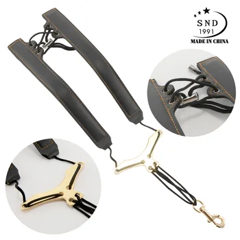 

SND Leather Saxophone Strap Harness Metal Swivel Snap Hook Soft Adjustable for Saxophonist Students, Black