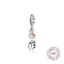 Подходит для браслетов Пандора, очаровательные 925 пробы серебряные милые Подвески Олаф, бусины для изготовления ювелирных изделий