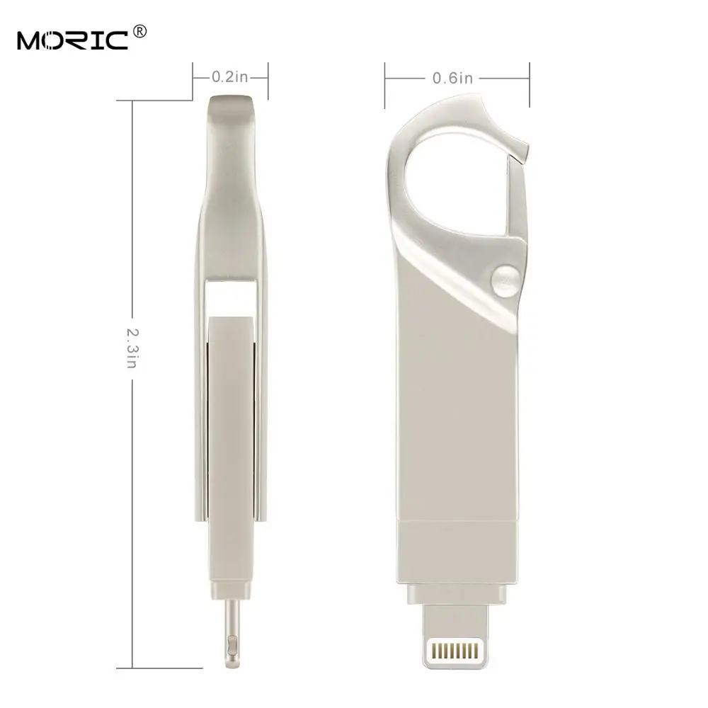 OTG USB флэш накопитель 8GB16G32G64G128G256GB для iPad iPhone 5S/6/6S/7/7plus/8/X/XS/XR 3in1 Флешка карта