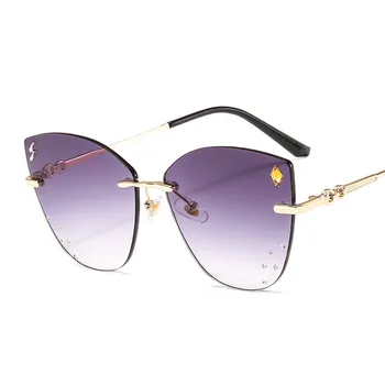 

Cat Eye Rimless Sunglasses Women Luxury Brand Design Men Sun Glasses Gradient Gray Sunglass Woman 2020 Eyeglasses UV400 Glasses