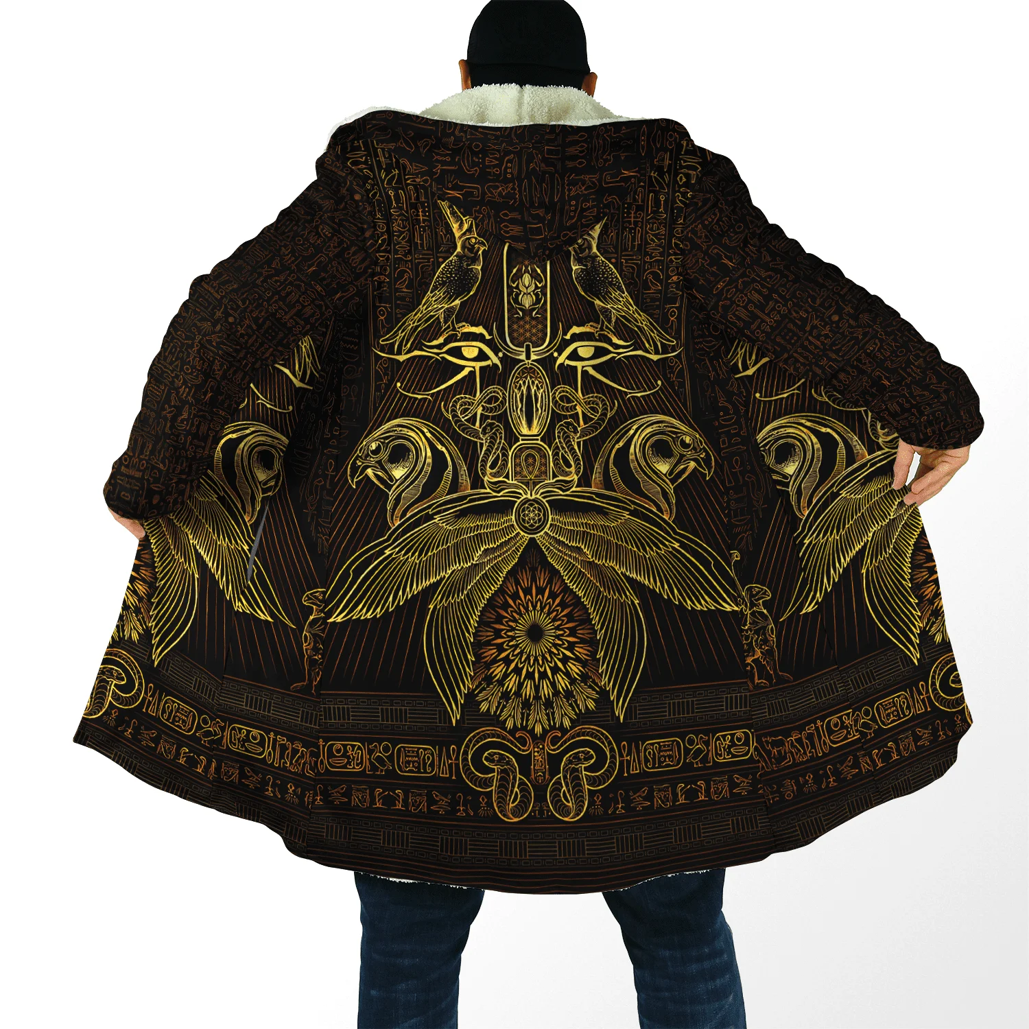 Winter Herren Mit Kapuze mantel Alte Ägypten Augen Von Horus 3D Druck Fleece wind breaker Unisex Casual Dicke Warme Kapuze mantel PF20 – Detail 10