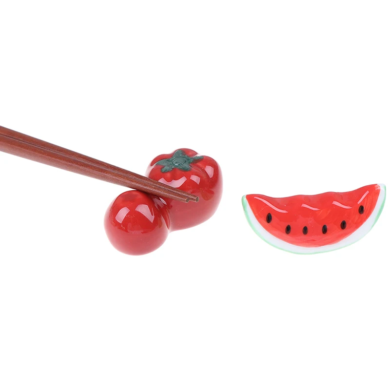 1pcs/Set Cute Red Watermelon/Tomato Ceramic Decorative Chopsticks Holder Rack Spoon Fork Rest Kitchen Tableware