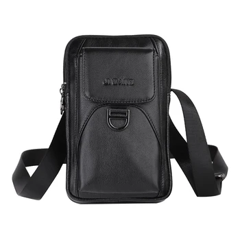 

JIWANG Men's Crossbody Bag Waist Bag Leather Fashion Mobile Phone Case Shoulder Bag Belt Hook Bag Chest Bag Wallet