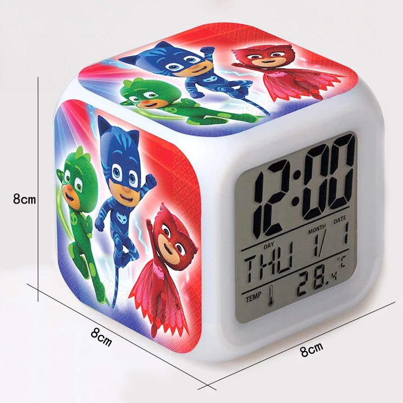 PJ Masks LED Night Light Alarm Clock Catboy Owlette Gekko Colorful Juguete Clock Toy for Children Birthday Gift Party Decoration