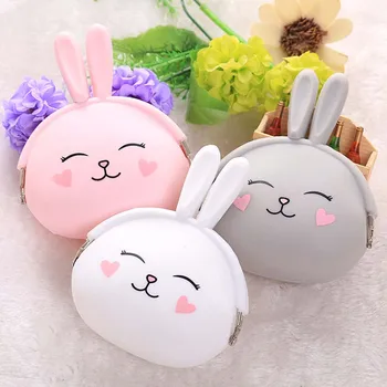 

Fashion Coin Purse Lovely Kawaii Cartoon Rabbit Pouch Women Girls Small Wallet Soft Silicone Coin Bag Kid Gift