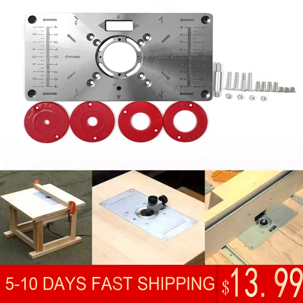 wood locator Carpinte Router Table Insert Plate Woodworking Benches Aluminium  Milling Trimmer Machine Plate Tool Wood Router with 4 RingsCarpinte Router Table Insert Plate Woodworking Benches Aluminium Milling Trimmer Machine Plate Tool Wood Router with 4 Rings wood pellet press