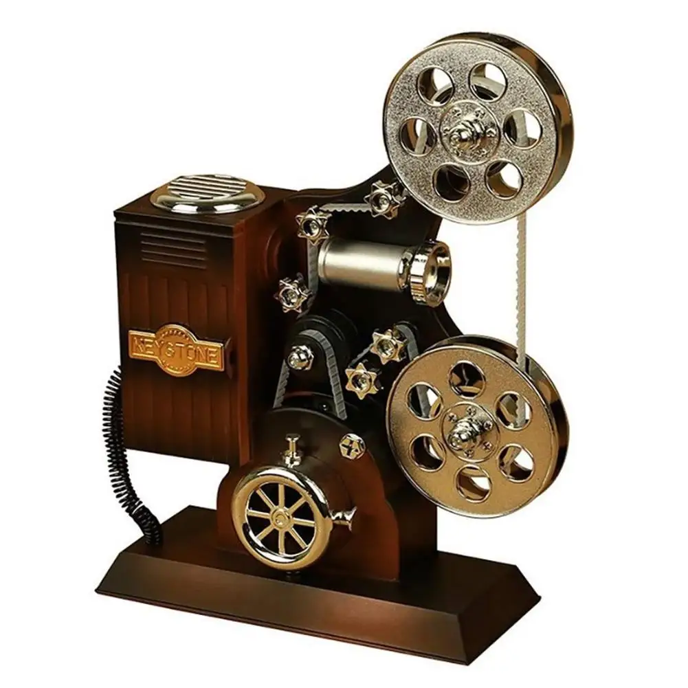 

Projector Music Box Vintage Distressed Antique Retro Film Projector Music Box Hand-made Craft Model For Home Coffee Bar Ornament