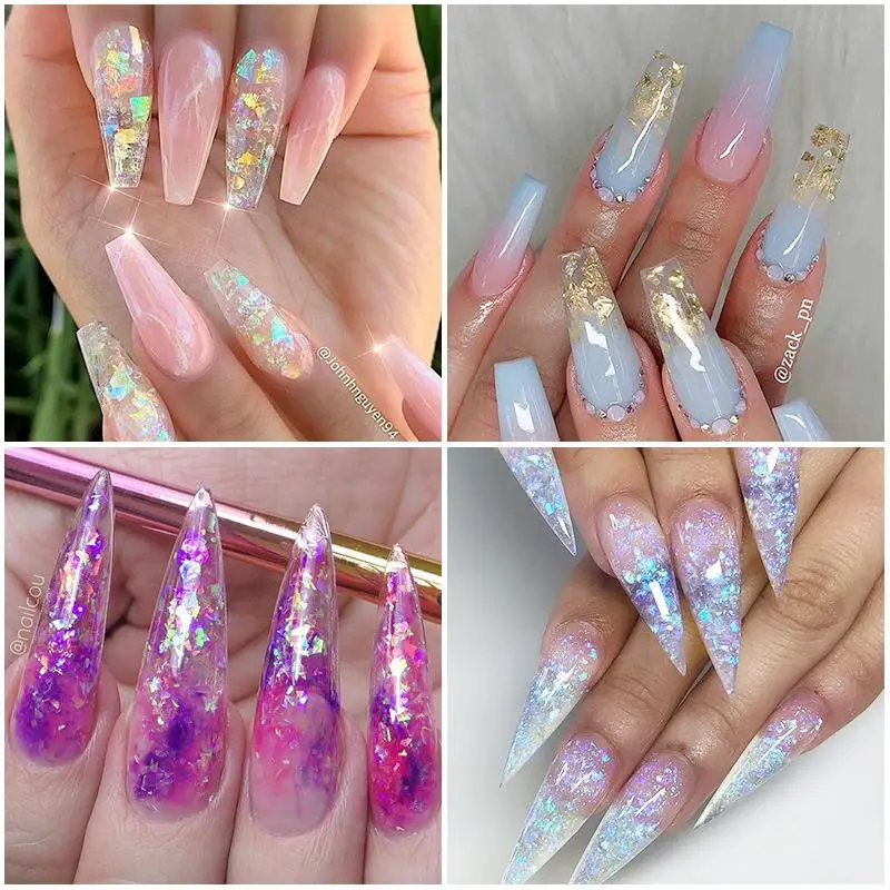 Nail Decoration Irregular Glass Paper Nails Glitter Nail Flakes Slices Sparkly Sequins Paillette Tips 3D DIY Manicure