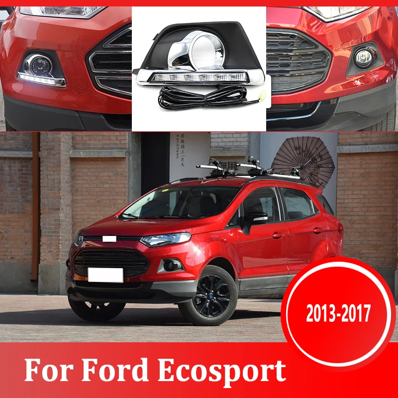 

2 шт. для Ford Ecosport 2013-2017 6000K белый светильник Светодиодный дневной, вождения, бега, светильник DRL Противотуманные фары Дневные Фары Лампы