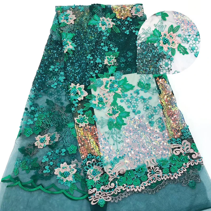 Высокое качество вышивка нигерийские бусы кружевная ткань для женщин французская Сетка кружевная ткань Африканская блестящая кружевная ткань