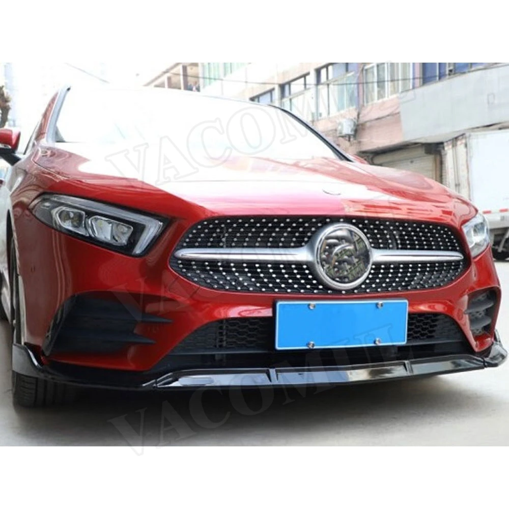 ABS черный Передний спойлер для Mercedes-Benz A Class W177 Sport A45 AMG 3 шт голова бампер подбородок сплиттеры