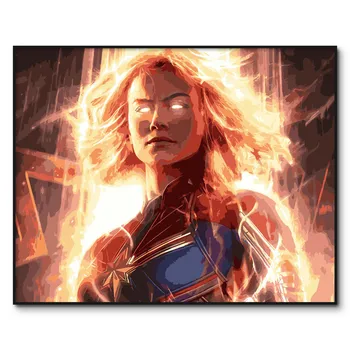 

Captain Marvel pictures Avengers painting by numbers for Adults surper hero DIY Oil drawing by number paint by number kit