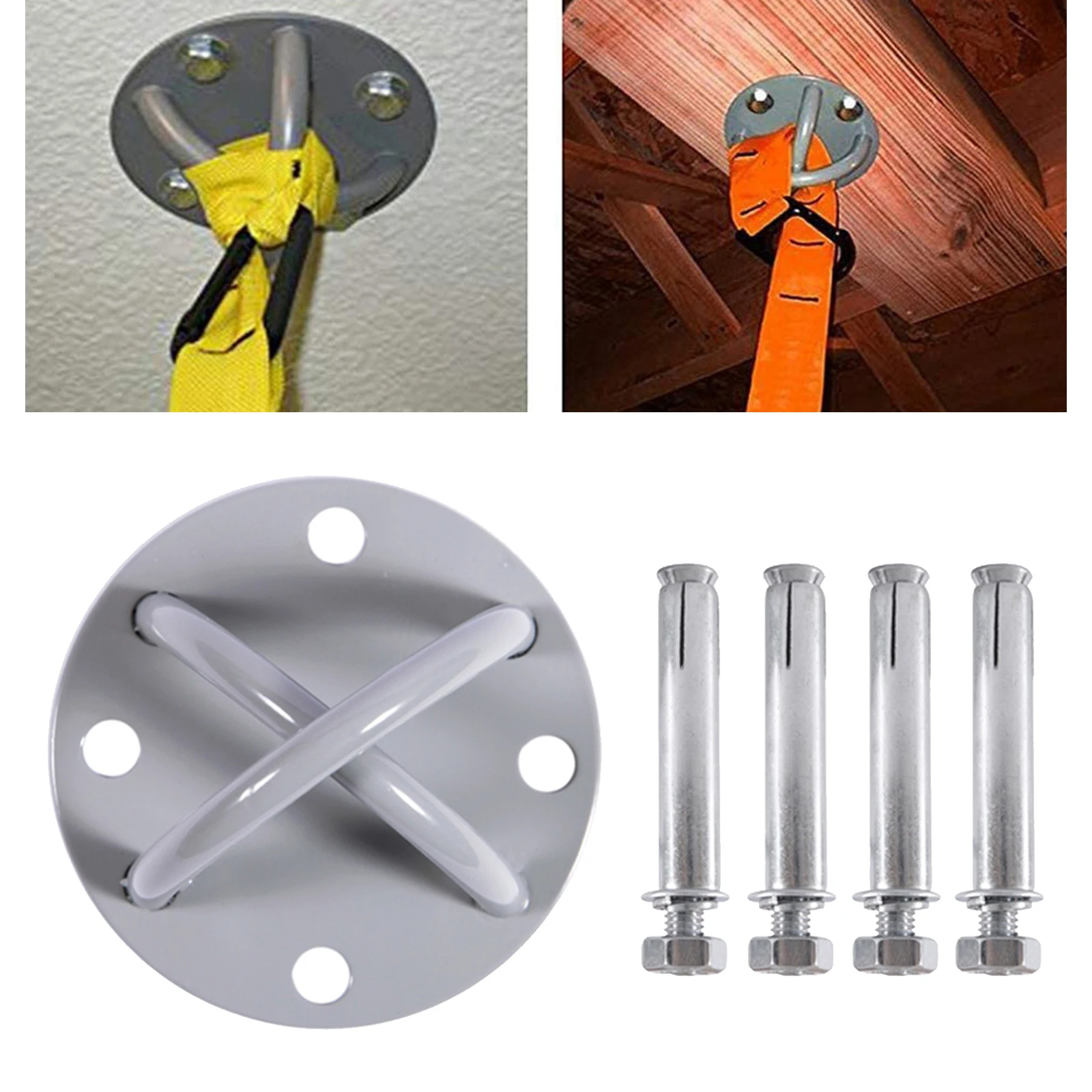 Strong Yoga Ceiling Hook Steel Suspension Straps Gymnastic Rings Swing Hammock Wall Mount Anchor 250kg Loading Bracket