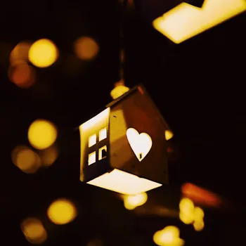 

10 20 LED Home Decoration European House Love House Lamp String Wooden House LED Night Light Party for Children Drop Shipping