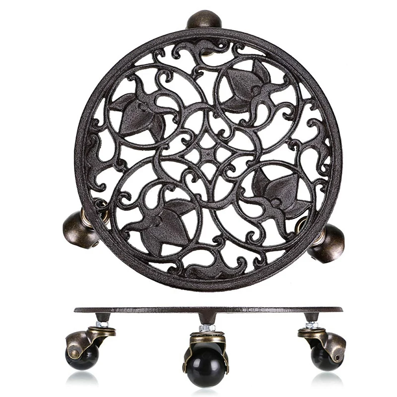 2# чугунный завод поддон Caddy завод горшок с тяжелыми колесами круглый цветочный горшок плантатор тележки ролики прокатки поддон м