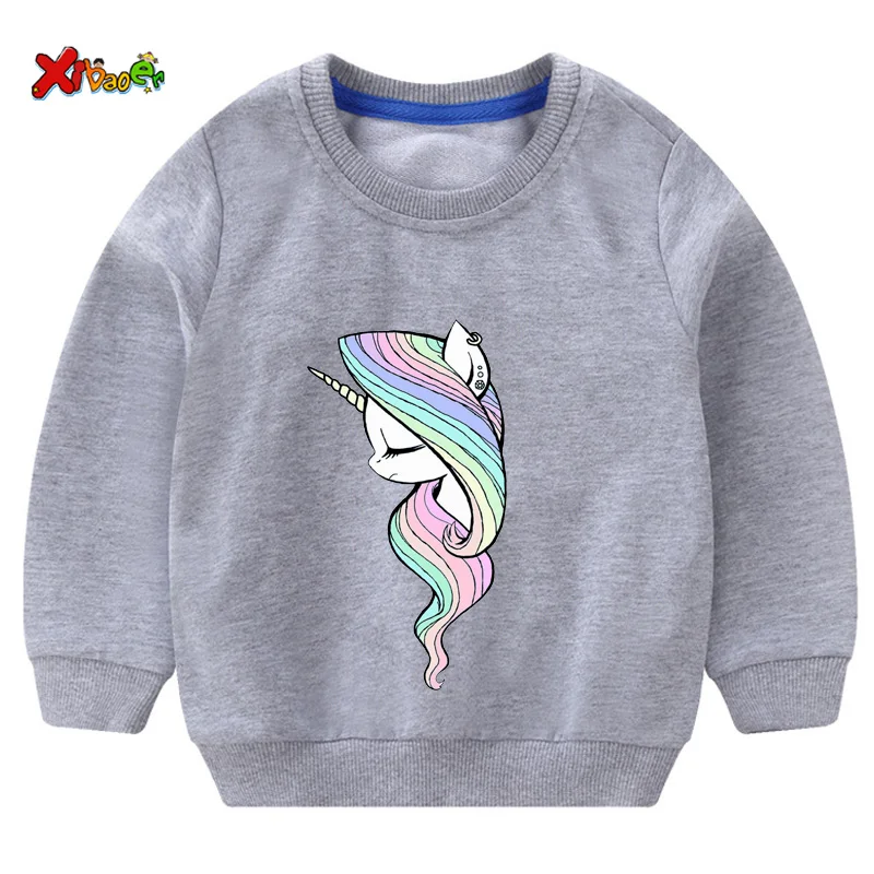 Kids Sweatshirts Свитер для маленьких девочек; худи с единорогом; детские свитера; зимняя одежда для маленьких девочек; милый детский свитер с рисунком; одежда для детей 7 лет - Цвет: Kids Sweatshirts