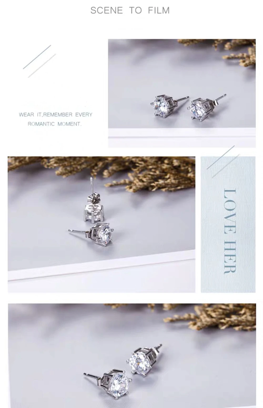 18k серьги-гвоздики с бриллиантами элегантные 6 когти формы 1CT Briliant Cut DF цвет серьги из белого золота для женщин девушки