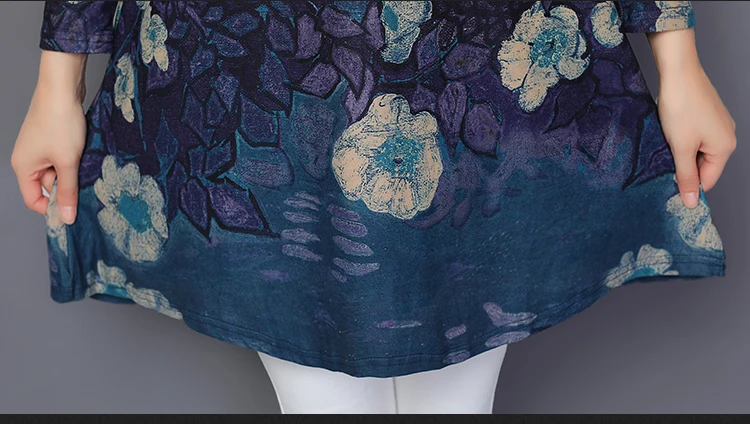 Повседневные женские топы Весна Плюс Размер длинная туника блузка женская Осень цветочный принт женские рубашки с длинным рукавом Chemise Femme 603H2