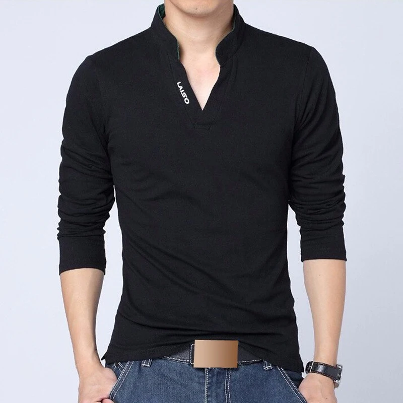 Мужская Однотонная рубашка с длинными рукавами Camisa Masculina VogueCotton рубашки Camisa Homme Masculina футболки брендовая одежда