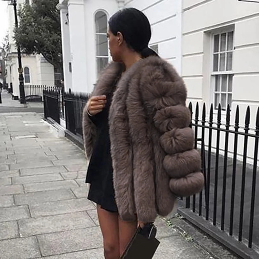 Высококачественное Женское пальто из искусственного меха, теплое плюшевое пальто, Осень-зима, Роскошная мягкая меховая куртка, пальто для женщин, толстая верхняя одежда 4XL