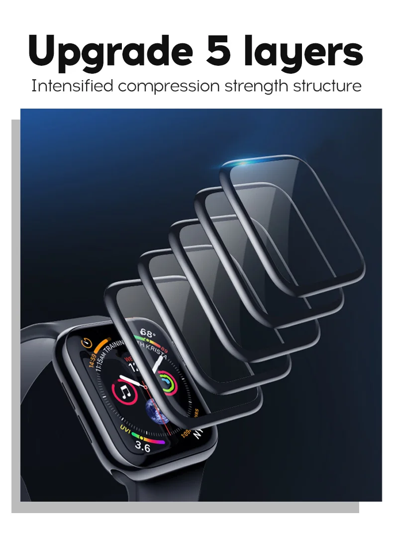 9D стеклянная пленка для Apple Watch Series 4 3 2 1 полное покрытие из закаленного стекла для iWatch 38 мм 40 мм 42 мм 44 мм Защитная пленка для экрана