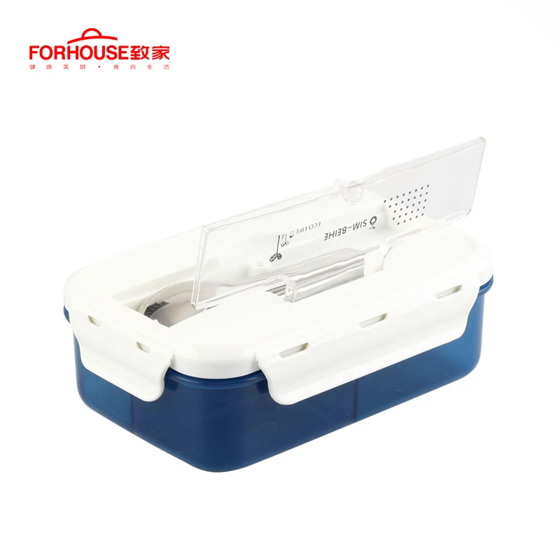 blue 1000 мл Microwavable японский контейнер для завтрака контейнер для хранения еды Bento с ложками палочки для еды для детей - Цвет: blue