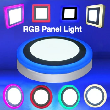 

Round Square Dimmable RGB LED Surface Recessed Panel Light Colorful RGB Ceiling Lamp Panel Light + Remote Control 5W 9W 16W